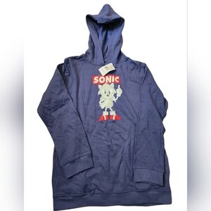 Nwt Sonic the Hedgehog  Hoodie Blue Kids Size XL Brand New Sega